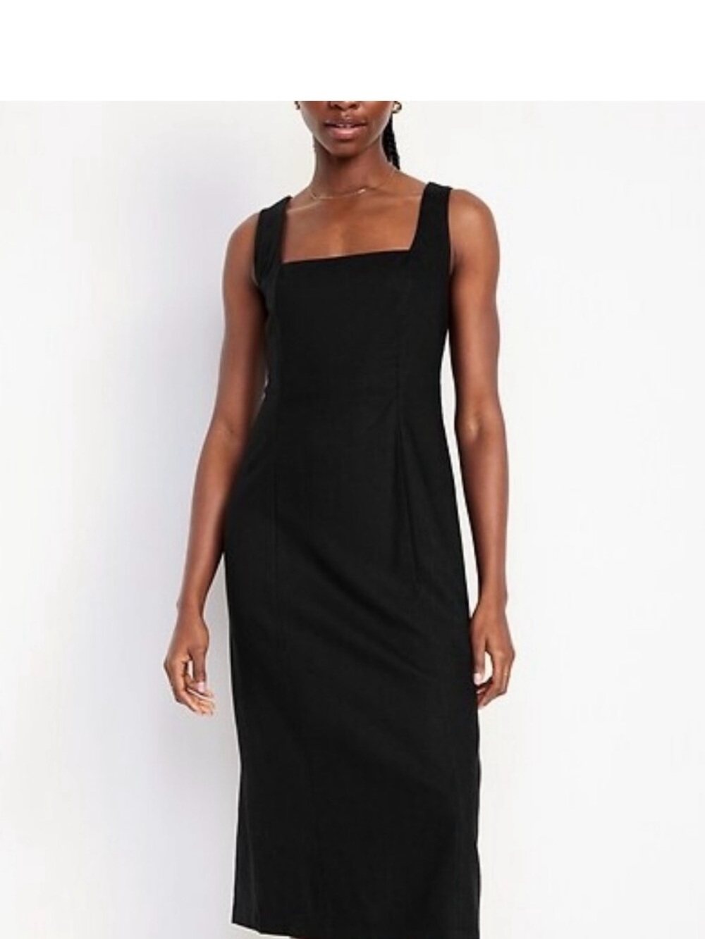 Old Navy Linen Blend Square-Neck Midi Dress